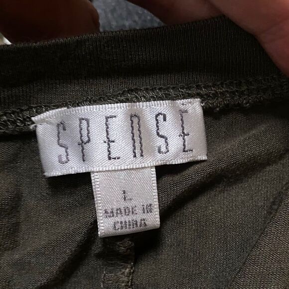 Spense Army Green Embroidered Cutwork Lace Sleeve Trapeze Dress Size L - Picture 7 of 9